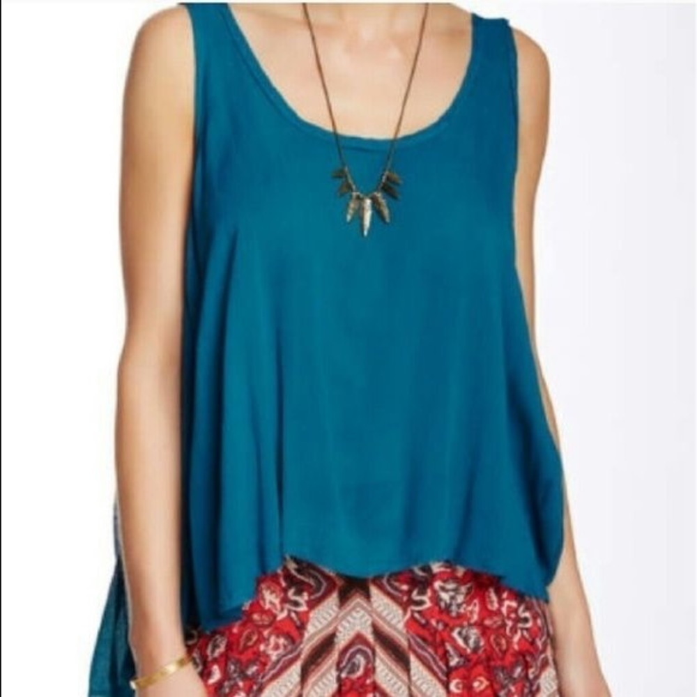 Free People💕Layered Swing Crop Teal Top Tank XS